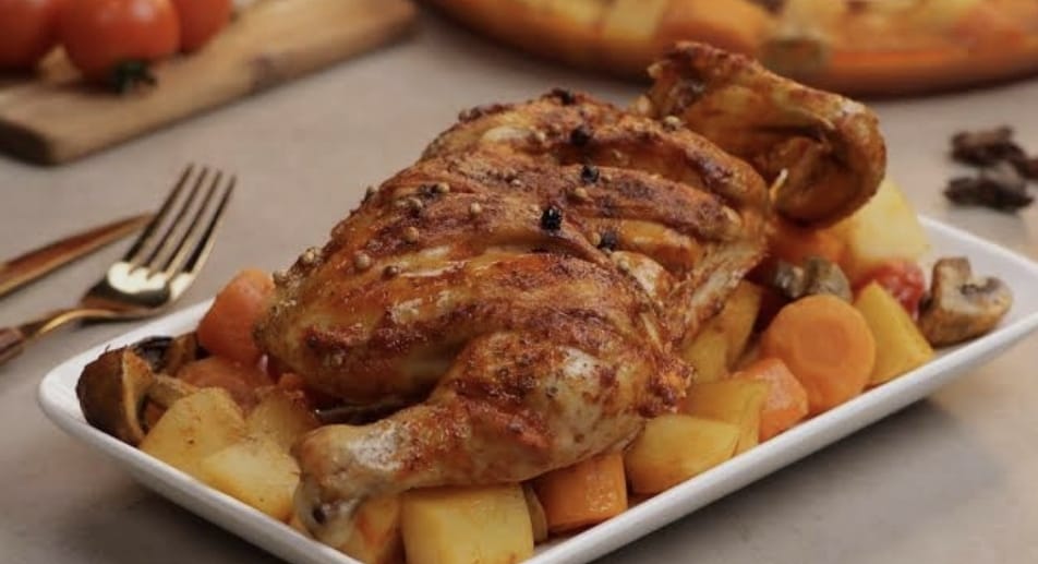 Oven Grilled Marinated Whole Chicken